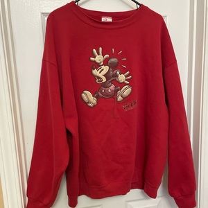Vintage Disney Mickey Mouse Red Crewneck Sweatshirt